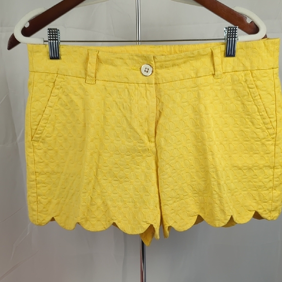 crown & ivy Pants - Crown & Ivy Yellow Scalloped High Waist Shorts